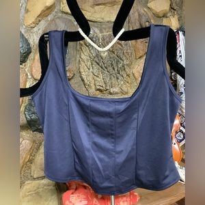 Blue crop corset detail polyester